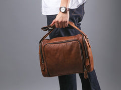 Cool Leather Brown Mens Messenger Bags Vintage Shoulder Bag  for Men - iwalletsmen