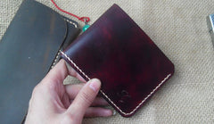 Handmade Vintage Leather Mens Slim Small Wallet Leather Bifold Wallets for Men - iwalletsmen