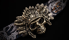 Handmade Genuine Leather Tooled Skull Mens Belt Custom Cool Leather Men Belt for Men