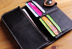 Handmade Tooled Floral Mens Leather Long Biker Wallet Cool Long Chain Wallet for Men - iwalletsmen