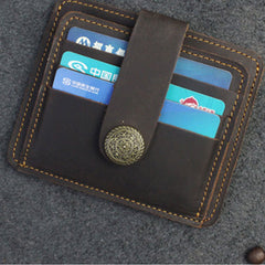 Handmade Leather Floral Mens Cool Front Pocket Wallet billfold Wallet Card Holder Small Card Slim Wallets for Men