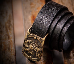 Handmade Genuine Leather Mens Belt Custom Cool Leather Men Black Belt for Men