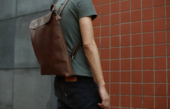 Cool Black Mens Leather Backpack Travel Backpacks School Backpacks for men - iwalletsmen
