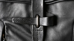Genuine Leather Mens Cool Backpack Sling Bag Large Black Travel Bag Hiking Bag for men