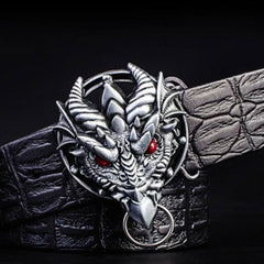[On Sale]Handmade Genuine Leather Punk Rock Dragon Mens Cool Men Biker Trucker Leather Belt