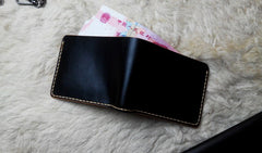 Black Leather Mens Bifold Small Wallet Leather Small Wallets for Men - iwalletsmen