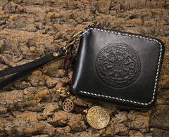 Handmade Leather Mens Chain Biker Wallet Cool Leather Wallet Small Wallets for Men