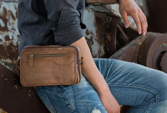 Cool Leather Mens Small Messenger Bags Shoulder Bags for Men - iwalletsmen