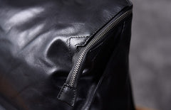 Genuine Leather Mens Cool Backpack Sling Bag Large Black Travel Bag Hiking Bag for men