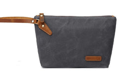 Cool Canvas Leather Mens Wristlet Bag Vintage Clutch Zipper Bag for Men - iwalletsmen