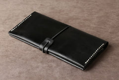 Genuine Leather Mens Cool Long Leather Wallet Cards Phone Bifold Clutch Wallet for Men