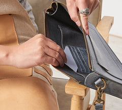 Cool Leather Large Mens Wristlet Bag Vintage Clutch Zipper Bag for Men - iwalletsmen