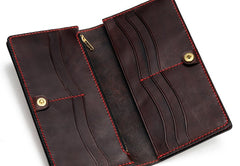 Handmade Leather Fine Horse Mens Chain Biker Wallet Cool Leather Wallet With Chain Wallets for Men