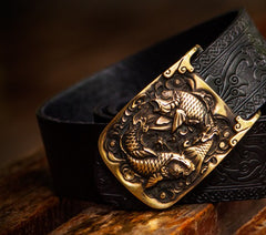 Handmade Genuine Leather Mens Belt Custom Cool Leather Men Black Belt for Men