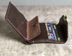Handmade Leather Mens Cool billfold Leather Wallet Men Small Wallets Trifold for Men