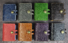 Handmade Leather Floral Mens Cool billfold Wallet Card Holder Small Card Slim Wallets for Men