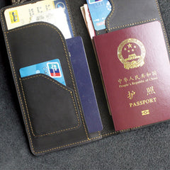 Handmade Leather Floral Mens Cool Travel Long Wallet Passport Card Holder Card Slim Wallets for Men