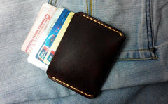 Dark Brown Leather Mens Slim Front Pocket Wallets Leather Cards Wallet for Men - iwalletsmen
