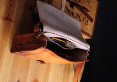 Handmade Vintage Brown Leather Mens Messenger Bag Shoulder Bag for Men - iwalletsmen