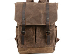 Waxed Canvas Leather Mens Backpacks Canvas Travel Backpack Canvas School Backpack for Men - iwalletsmen