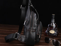 Cool Leather Mens Sling Bag Sling Shoulder Bags Sling Backpack Chest Bag for men - iwalletsmen