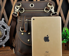 Cool Leather Utility Drop Leg Bag Belt Pouch Mens Waist Bag Shoulder Bag for Men - iwalletsmen