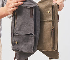 Canvas Mens Fanny Pack Canvas Waist Bag Small Canvas Chest Bag for Men - iwalletsmen