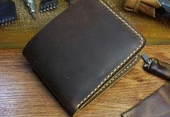 Handmade Leather Mens Cool Slim Leather Wallet Men billfold Wallets Bifold for Men