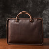 14 inches Brown Leather Mens Briefcase Brown Work Handbag Laptop Business Bag For Men