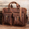 Brown Leather Mens Briefcase Work Handbag Brown 14 inches Laptop Business Bag For Men