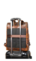 Leather Mens Satchel Backpack 15.6'' Laptop Rucksack Vintage School Backpack For Men