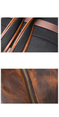 Leather Mens Satchel Backpack 15.6'' Laptop Rucksack Vintage School Backpack For Men