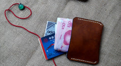 Handmade Leather Mens Slim Front Pocket Wallet Leather Small Wallets  for Men - iwalletsmen