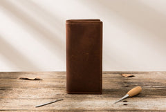 Cool Vintage Slim Mens long Wallet Leather Wallet Bifold Long Wallets for Men - iwalletsmen