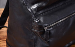 Genuine Leather Mens Cool Backpack Sling Bag Large Black Travel Bag Hiking Bag for men