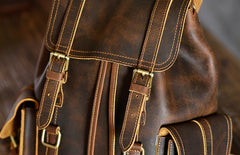 Handmade Leather Mens Cool Backpack Sling Bag Large Travel Bag Hiking Bag for men
