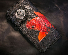 Handmade Leather Carp Mens Chain Biker Wallet Cool Leather Wallet With Chain Wallets for Men