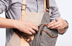 Cool Gray Canvas Mens Sling Bag Chest Bag One Shoulder Packs for men - iwalletsmen