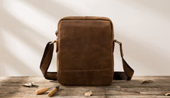 Cool Mens Small Leather Brown Bag Messenger Bags Shoulder Bags  for Men - iwalletsmen