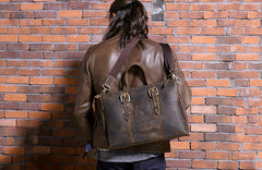 Cool Coffee Leather Mens Briefcase Work Bag Laptop Bag Business Bag for Men - iwalletsmen