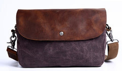 Mens Waxed Canvas Leather Small Side Bag Canvas Courier Bags for Men - iwalletsmen