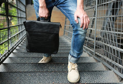 Cool Black Mens Leather Backpack Travel Backpacks Laptop Backpack for men - iwalletsmen