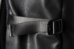 Genuine Leather Mens Cool Backpack Sling Bag Large Black Travel Bag Hiking Bag for men