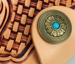 Handmade Leather Mens Cool Tooled Floral billfold Wallet Card Holder Card Wallets for Men