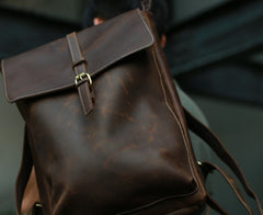 Leather Coffee Mens Backpack Cool Travel Backpacks Laptop Backpack for men - iwalletsmen