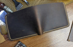 Handmade Leather Mens Cool Slim Leather Wallet Men billfold Wallets Bifold for Men