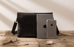 Small Leather Black Mens Cool Messenger Bags Shoulder Bags  for Men - iwalletsmen