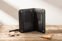 Cool Black Wristlet Wallet Leather Mens Long Wallet Long Wallet for Men - iwalletsmen