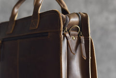 Genuine Leather Mens Cool Messenger Bag Briefcase Work Bag Business Bag for men