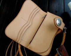 Handmade Leather Biker Wallet Mens Cool Chain Wallet Trucker Wallet with Chain